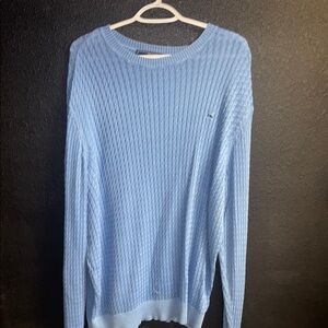 Vineyard Vines Blue Crewneck Sweater with Ribbed Knit